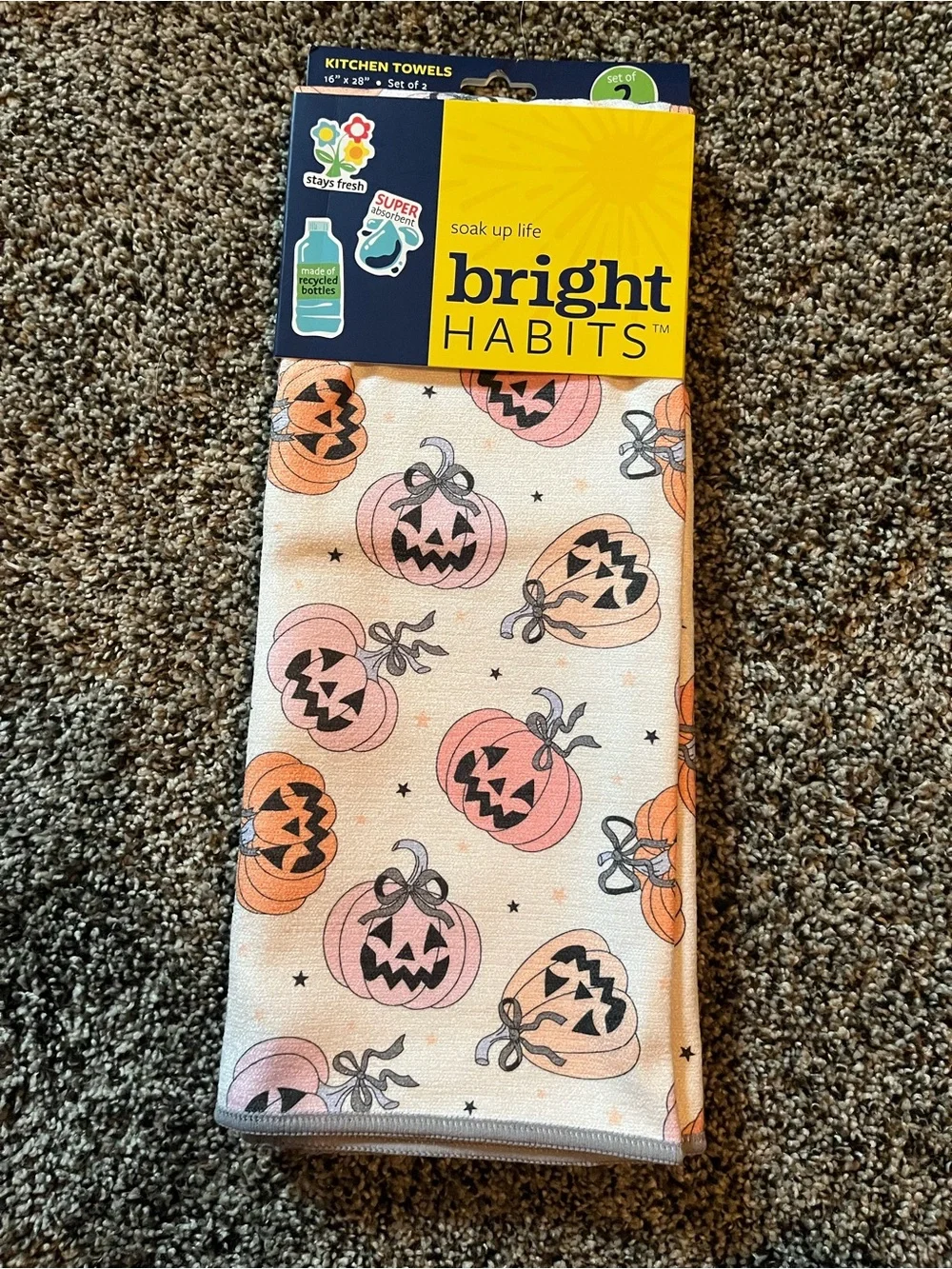 Bright Habits Halloween kitchen towels